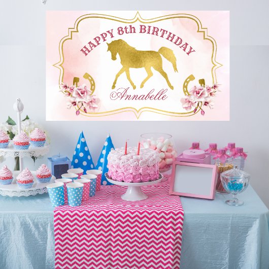 Roze en gouden paard feest draver goud paard banne poster