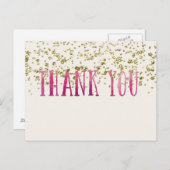 Roze en gouden pailletten dank u Briefkaart (Voorkant / Achterkant)