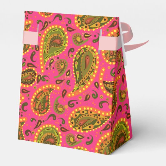 Roze en gouden Paisley  Bedankdoosjes (Achterkant)