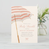 Roze en Gouden Paraplu Meisje Baby Sprinkle Kaart (Staand voorkant)