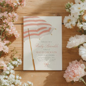 Roze en Gouden Paraplu Meisje Baby Sprinkle Kaart