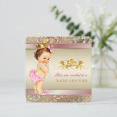 Roze en gouden parel Baby shower Kaart (Staand voorkant)