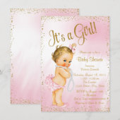 Roze en gouden parel Baby shower Kaart (Voorkant / Achterkant)
