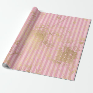 Roze en Gouden Parijs Folie Cadeaupapier