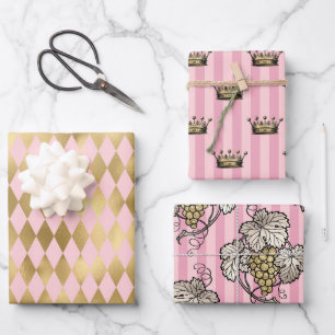 Roze en gouden Parijs thema Inpakpapier Vel