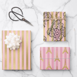 Roze en gouden Parijs thema Inpakpapier Vel