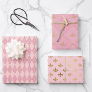 Roze en gouden Parijs thema Inpakpapier Vel
