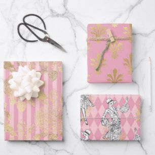 Roze en gouden Parijs thema Inpakpapier Vel