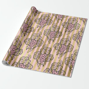 Roze en gouden Parijse folie wijn thema Cadeaupapier