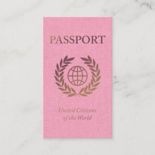 roze en gouden paspoort visitekaartje
