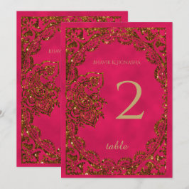 Roze en Gouden Pauw Indiase Tafelkaart Kaart