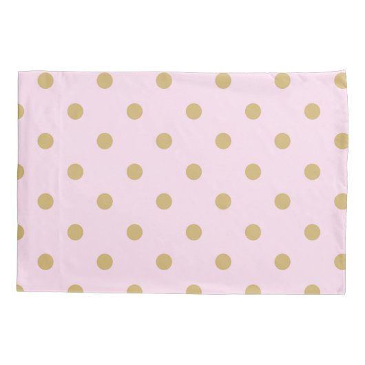 Roze en Gouden Polka Dots Gepersonaliseerde Custom Kussensloop (Achterkant)