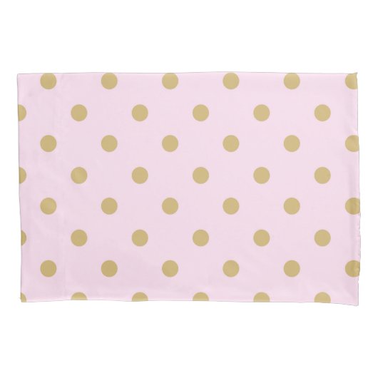 Roze en Gouden Polka Dots Gepersonaliseerde Custom Kussensloop (Voorkant)