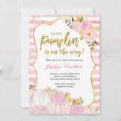 Roze en Gouden Pompoen Baby shower Invitation Kaart (Voorkant)