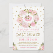 Roze en gouden pompoen Baby shower Kaart (Voorkant)