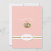 Roze en gouden pompoen baby shower uitnodiging (Achterkant)