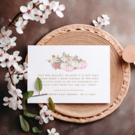 Roze en gouden pompoen Bloemen Boeken voor Baby Informatiekaartje