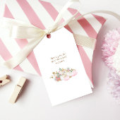 Roze en gouden pompoen bloemenmonogram cadeaulabel
