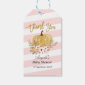 Roze en Gouden Pompoen Dank u Label Cadeaulabel (Voorkant)