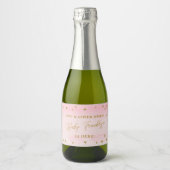 Roze en gouden Pop en pure Baby shower Sparkling Wijnetiket (Voorkant)