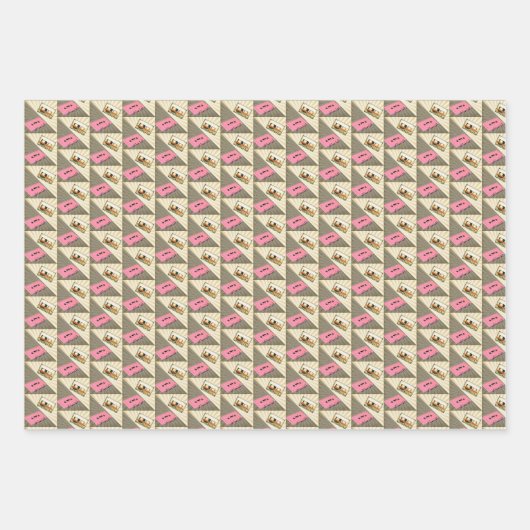 Roze en gouden Pop, kunstcassettes, die papier pak Inpakpapier Vel (Voorkant 2)