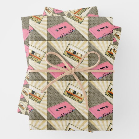 Roze en gouden Pop, kunstcassettes, die papier pak Inpakpapier Vel (In situ)