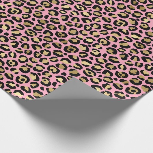 Roze en gouden pot patroon cadeaupapier (Hoek)
