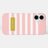 Roze en Gouden Preppy Strepen Monogram Case-Mate iPhone Case (Achterkant (horizontaal))