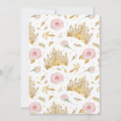 Roze en Gouden Prinses 1e Verjaardag Uitnodiging (Achterkant)