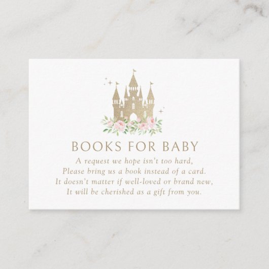 Roze en Gouden Prinses Baby shower Boeken voor Bab Informatiekaartje (Voorkant)