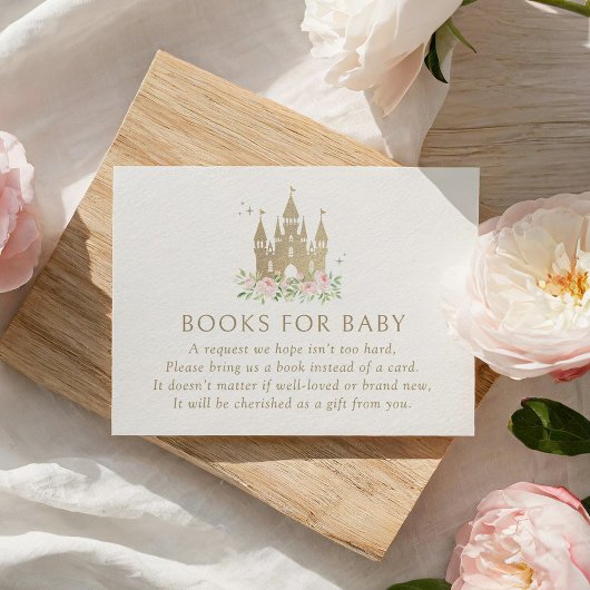 Roze en Gouden Prinses Baby shower Boeken voor Bab Informatiekaartje