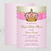 Roze en gouden prinses Baby shower Kaart (Voorkant / Achterkant)