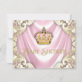 Roze en gouden prinses Baby shower Kaart (Voorkant)