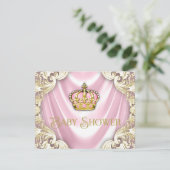 Roze en gouden prinses Baby shower Kaart (Staand voorkant)