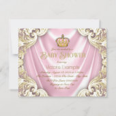 Roze en gouden prinses Baby shower Kaart (Achterkant)