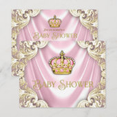 Roze en gouden prinses Baby shower Kaart (Voorkant / Achterkant)