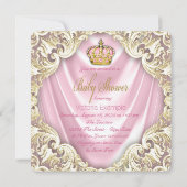 Roze en gouden prinses Baby shower Kaart (Achterkant)