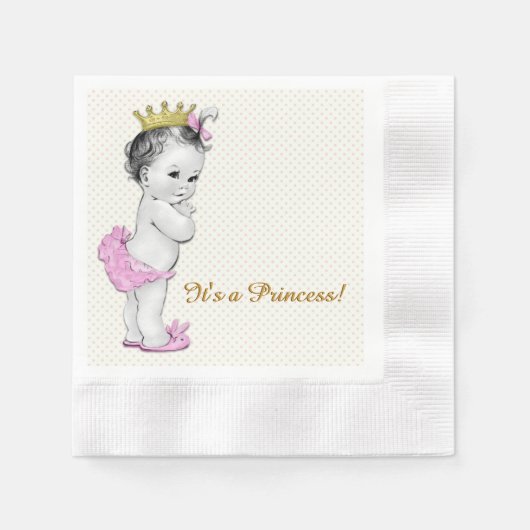 Roze en gouden prinses Baby shower Servet (Voorkant)