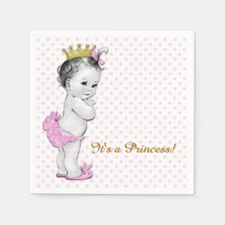 Roze en Gouden Prinses Baby Shower Servetten