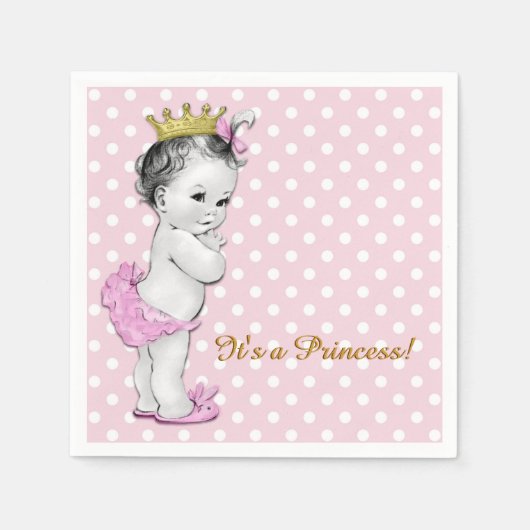 Roze en gouden prinses Baby shower Servetten (Voorkant)
