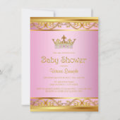 Roze en gouden prinses Baby Shower-uitvindingen Kaart (Achterkant)