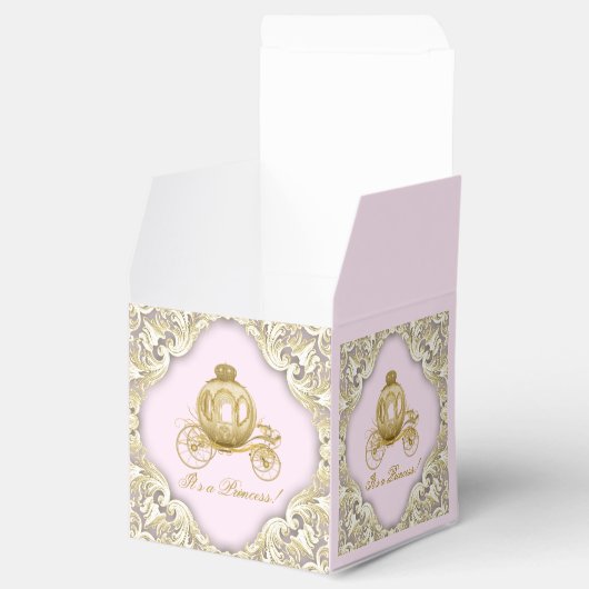 Roze en gouden prinses bedankdoosjes (Geopend)