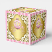 Roze en Gouden Prinses Carriage Bedankdoosjes (Achterkant)