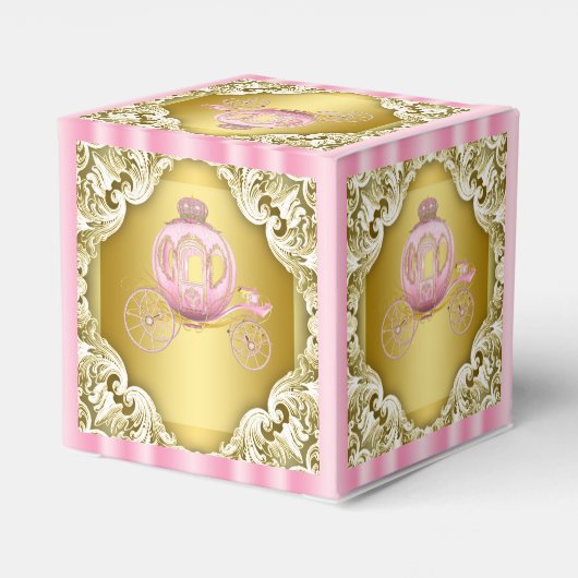 Roze en Gouden Prinses Carriage Bedankdoosjes (Achterkant)
