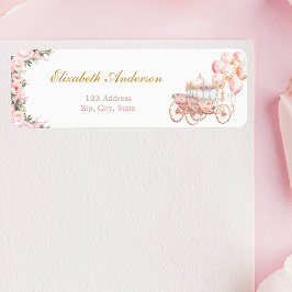 Roze en Gouden Prinses Carriage Retouradres Etiket