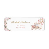 Roze en Gouden Prinses Carriage Retouradres Etiket (Voorkant)