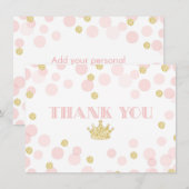 Roze en gouden prinses Confetti Hartelijk dank Bedankkaart (Voorkant / Achterkant)