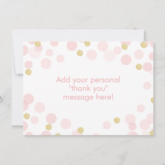 Roze en gouden prinses Confetti Hartelijk dank Bedankkaart (Achterkant)
