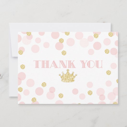 Roze en gouden prinses Confetti Hartelijk dank Bedankkaart (Voorkant)