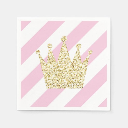 Roze en gouden prinses Crown Napkins Servetten (Voorkant)